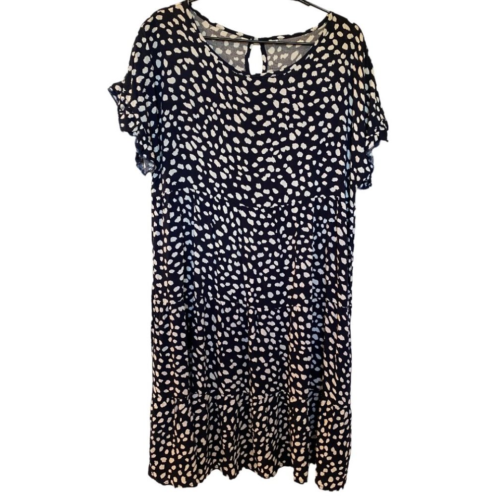 LS Women's Casual Dress, Navy Blue and White, XL